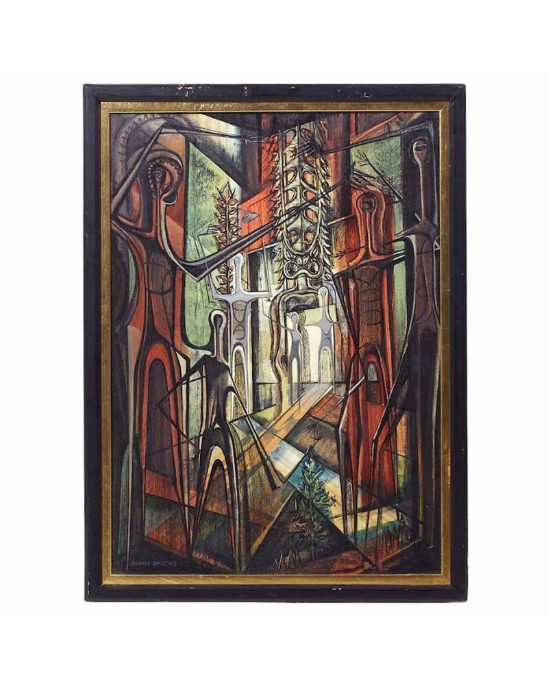 Ronald Smoothey Mid Century "Presence" Oil on Board Painting